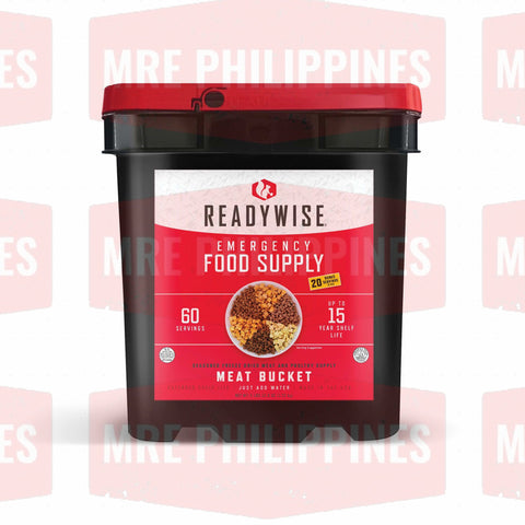 Readywise MRE 60 Serving Meat Bucket + 20 Servings of Rice (15 Years Shelf Life)