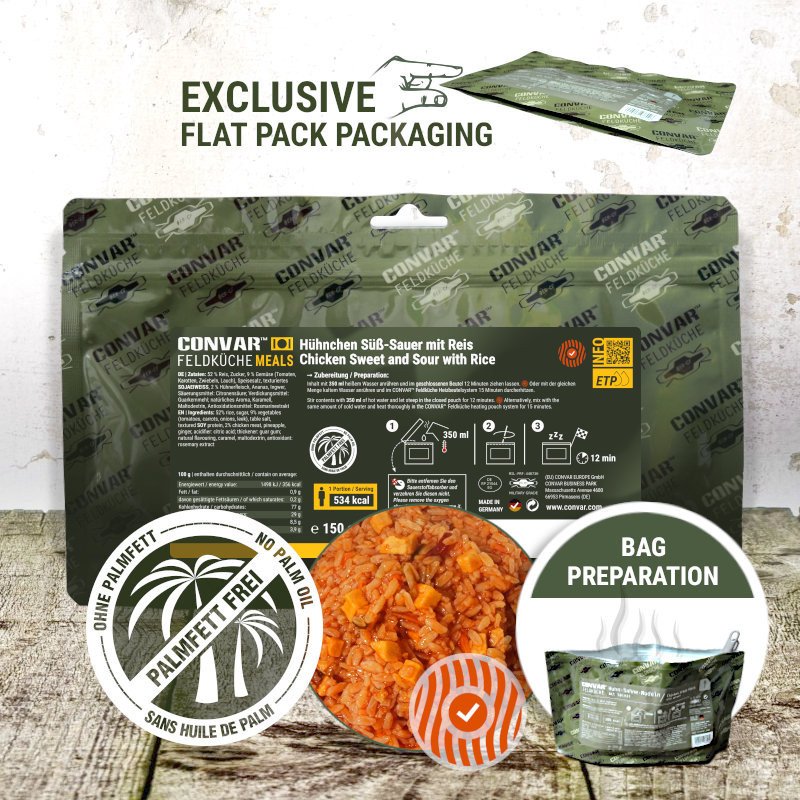 CONVAR™ Feldküche Sweet and sour chicken with rice (12 Pieces per Box)
