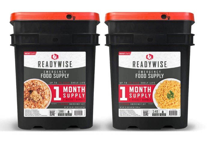 Readywise 1 Month Food Supply – 326 Servings – 25 Years Shelf Life – 2 Buckets