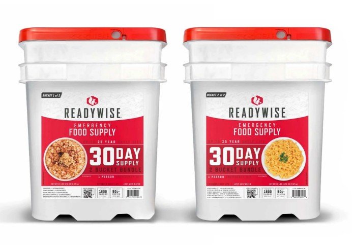 Readywise 30 Day Food Supply – 326 Servings – 25 Years Shelf Life – 2 Buckets