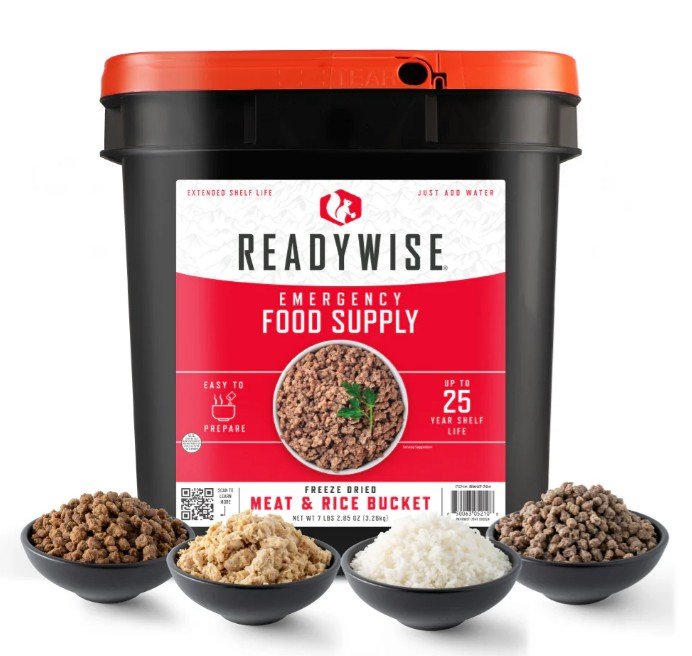 Readywise Freeze Dried Meat & Rice Food Bucket – 88 Servings – 25 Years Shelf Life